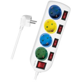 LogiLink Steckdosenleiste, 4-fach mit 5 Schaltern,mehrfarbig