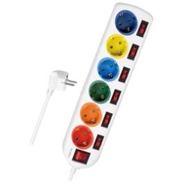 LogiLink Steckdosenleiste, 6-fach mit 7 Schaltern,mehrfarbig