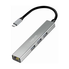 LogiLink Hub USB 3.2 Gen1, 4 ports, boîtier aluminium, gris