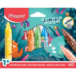 Maped Crayon cire JUNGLE fever JUMBO, étui en carton de 12