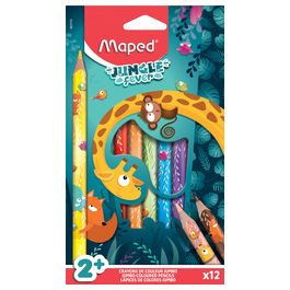 Maped Crayon de couleur JUNGLE fever JUMBO, étui de 12