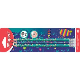 Maped Crayon de papier PIXEL PARTY, avec gomme, blister de 6