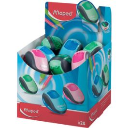 Maped Double taille-crayon Clean, assorti, présentoir de 24 x24