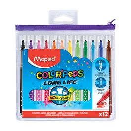 Maped Feutre COLOR'PEPS Long Life, en étui de 12 à zip