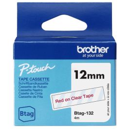 Ruban cassette d'origine Brother BTAG132 - rouge, transparent