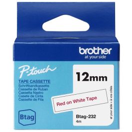 Ruban cassette d'origine Brother BTAG232 - rouge, blanc