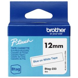 Ruban cassette d'origine Brother BTAG233 - bleu, blanc