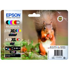 Cartouches d'origines Epson C13T379D4010 / 378XL/478XL - multipack 6 couleurs : noire, cyan, magenta, jaune, rouge, grise