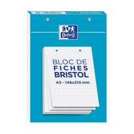 Oxford Bloc de fiches bristol, A5, quadrillé, blanc