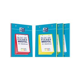 Oxford Bloc de fiches bristol, A5, quadrillé, blanc / rouge