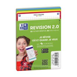 Oxford Fiches bristol REVISION 2.0, A5, bord de couleur