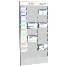 PAPERFLOW Planificateur de bureau mural, 20 casiers, gris