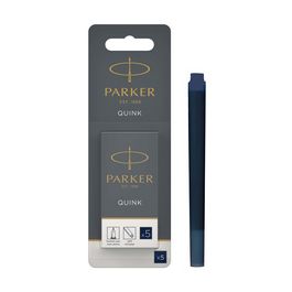 PARKER Cartouche d'encre longue QUINK, en blister, bleu noir