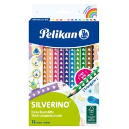 Pelikan Crayon de couleur triangulaire SILVERINO gros, étui