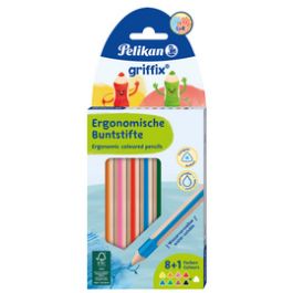 Pelikan Crayon de couleur triangulaire griffix, étui de 9