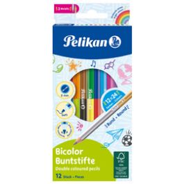 Pelikan Crayons de couleur Bicolor, rond, étui en carton de