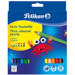 Pelikan Crayons de couleur triangulaires Jumbo, étui en