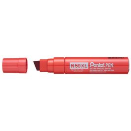 Pentel Marqueur permanent N50XL, pointe biseautée, rouge