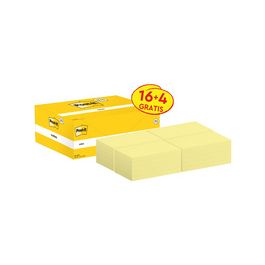 Post-it Bloc-notes adhésif, 127x76 mm, jaune, 16+4 gratuits