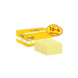 Post-it Bloc-notes adhésif, 51 x 38 mm, jaune, 16+4 gratuits