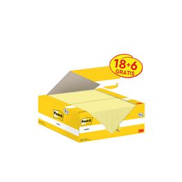 Post-it Bloc-notes adhésif, 51 x 38 mm, jaune, 18+6 gratuits