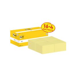 Post-it Bloc-notes adhésif, 76 x 76 mm, jaune, 16+4 gratuits