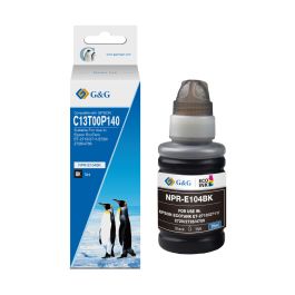 Bouteille d'encre haut de gamme compatible Epson C13T00P140 / 104 - noire