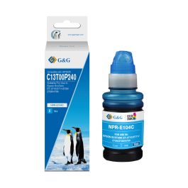 Bouteille d'encre haut de gamme compatible Epson C13T00P240 / 104 - cyan
