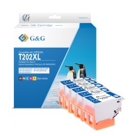Cartouches hauts de gamme compatibles Epson C13T02G74010 / 202XL - multipack 5 couleurs : noire, cyan, magenta, jaune