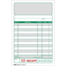 RNK Verlag Kassenblock, 96 x 167 mm, 2 x 50 Blatt