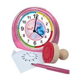 ROTH Kinderwecker & Stempel-Set "Delfine", rosa