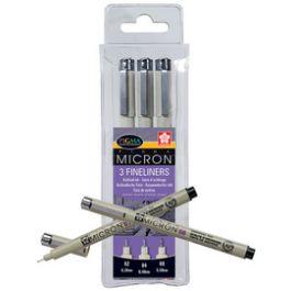 SAKURA Feutre PIGMA MICRON, étui de 3, noir