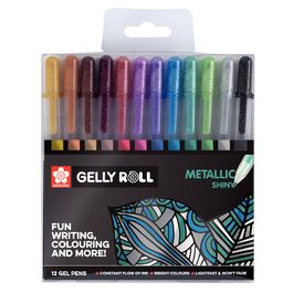SAKURA Stylo roller encre gel Gelly Roll Metallic étui de 12