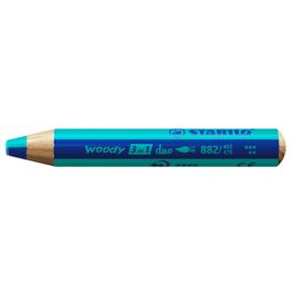 STABILO Crayon multi-talents woody 3en1 duo, bleu/turquoise