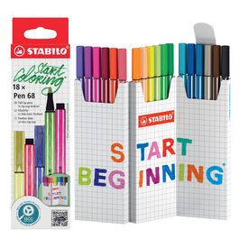 STABILO Feutre Pen 68, set zigzag de 18 pièces