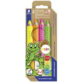 STAEDTLER Crayon de couleur Noris junior FLUO, étui de 4