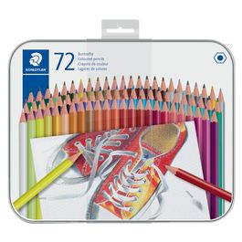 STAEDTLER Crayon de couleur hexagonal, étui en métal de 72