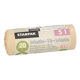 STARPAK Sac poubelle "Waste-to-Waste", 5 litres, marron