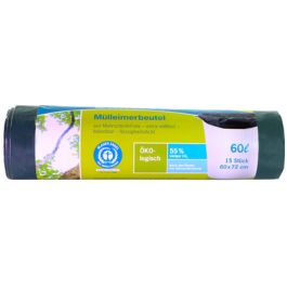 Secolan Sac poubelle, 60 litres, sans fermeture, vert/noir