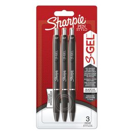 Sharpie Stylo encre gel S-GEL, 0,7 mm, noir, blister de 3