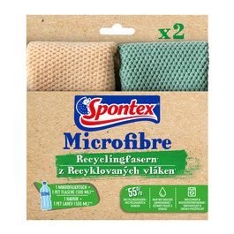 Spontex Chiffon microfibre en fibres recyclées, pack de 2
