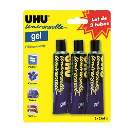 UHU Colle universelle gel, set de 3, contenu: 3 x 35 ml