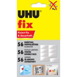 UHU Pastilles adhésives fix, double face, blanc, colle
