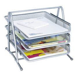 WEDO Corbeille à courrier Office, 3 compartiments, argent