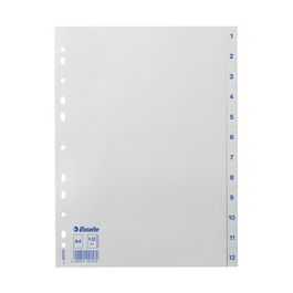 esselte Intercalaires en plastique, chiffres, A4, 1-12 x10