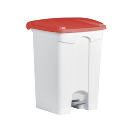 helit Poubelle à pédale "the step", 45 litres, blanc/rouge