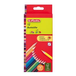 herlitz Crayons de couleur triangulaires, étui carton de 12