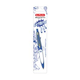 herlitz Stylo à bille rétractable my.pen, bleu/blanc