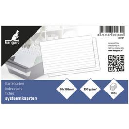 kangaro Fiches bristol, 90 x 55 mm, ligné, blanc
