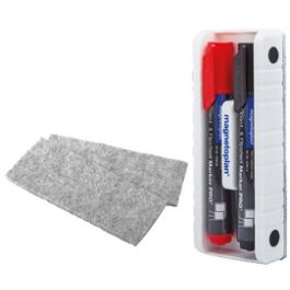 magnetoplan Effaceur de tableau aimanté avec 2 marqueurs